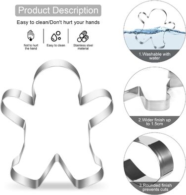 Різдвяні формочки для печива, набір формочок для печива гном Санта Клаус, формочка для печива з нержавіючої сталі у формі лося, формочка для печива з 4 головами лося, подарункові формочки для печива для випікання помадних тортів (барвиста тема A5)
