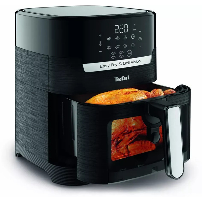Tefal Мультипечь Easy Fry&Grill Vision Window, 1550Вт, чаша-4.2л, сенсорное управл., 10 программ, с окошком, пластик, черный