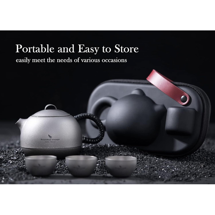 Набор титановых чайников iBasingo с фильтром, ручкой и крышкой для защиты от ожогов Офисный чайный набор 380 мл Набор чашек для чайника для домашнего ультралегкого кемпинга Мини-чайник Ti3109D (Ti3109d Чайник и набор из 3 чашек с кожаным чехлом)