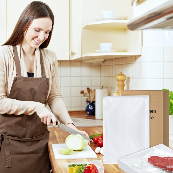 Вакуумні пакети 150 пакетів - 15x25 см (50) 20x30 см (50) 28x40 см (50), для будь-якого розміру. Професійні фольговані пакети для всіх вакуумних пакувальників, вакуумні пакети для харчових продуктів, без BPA, VB3215 (50 пакетів 20x30 см)