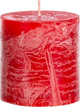 Набір із 4 свічок-стійок Brandsseller 7 x 10 см Однотонні та виготовлені з парафіну Сільські свічки з тривалим часом горіння Декоративні свічки для прикраси столу, Різдва та святкувань (7 x 14 см Набір із 4 шт. , червоні)