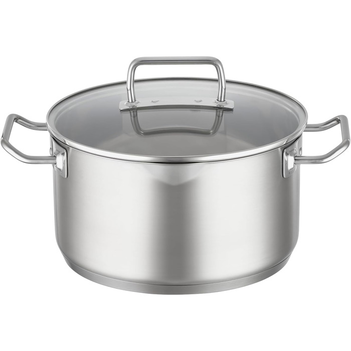 Форма для запікання RSLE EXPERTISO, універсальна ємність для приготування їжі з нержавіючої сталі 18/10, скляна кришка, внутрішня вага, підходить для індукційних плит, можна мити в посудомийній машині, срібляста (24 см, форма для запікання)