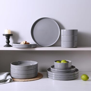 Набір посуду Richmount Nebula для 6 осіб, набір тарілок та мисок із 18 предметів, набір посуду з крапчастої кераміки, можна мити в мікрохвильовій печі та посудомийній машині, сервіз Nebula для 6 осіб (темно-сірий, сервіз Nebula для 4 осіб)