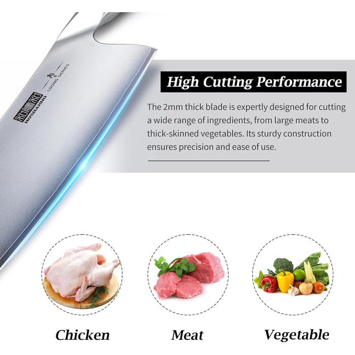 Набір ножів з 16-TLG, японський набір ножів для шеф-кухаря Багатофункціональний набір ножів з нержавіючої сталі AUS-10, надгострий набір кухонних ножів з точилкою (ніж для нарізки 18 см)