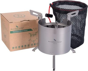 Кемпинг Титановая дровяная печь со семными подставками для кастрюль и складными ножками Двойная стенка Уличная духовка Proable Легкая спиртовая горелка На открытом воздухе Travel Camp Spirit Stove Нагревательная печь (Ti2014c Дровяная печь)