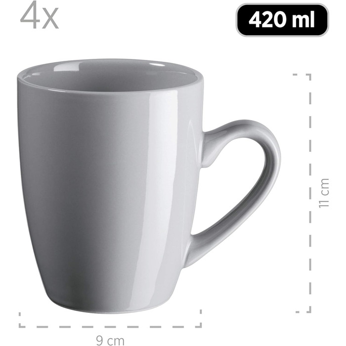 Сучасний набір посуду для 4 кольорів сірого кольору, комбінований набір із 16 предметів з кераміки, кераміки, 931914 Pastel Selection