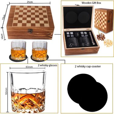 Подарочный набор для виски, 8 камней для виски с 2 бокалами для виски ZBPASL