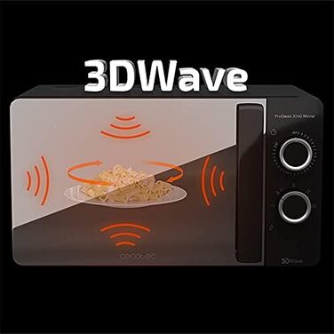 Мікрохвильова піч 1150 Вт, 20 л чорна ProClean 3040 Mirror Cecotec