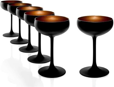 Келихи для шампанського 230 мл, набір 6 предметів, чорний/бронза Elements Stölzle Lausitz