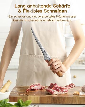 Ніж філейний 17,8 см, дамаська сталь XINZUO