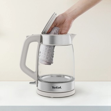 Tefal Электрочайник Glass Kettle 1.7л, стекло, с подсветкой, серебристо-серый