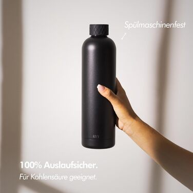 Термопляшка 1 л, чорна KIVY