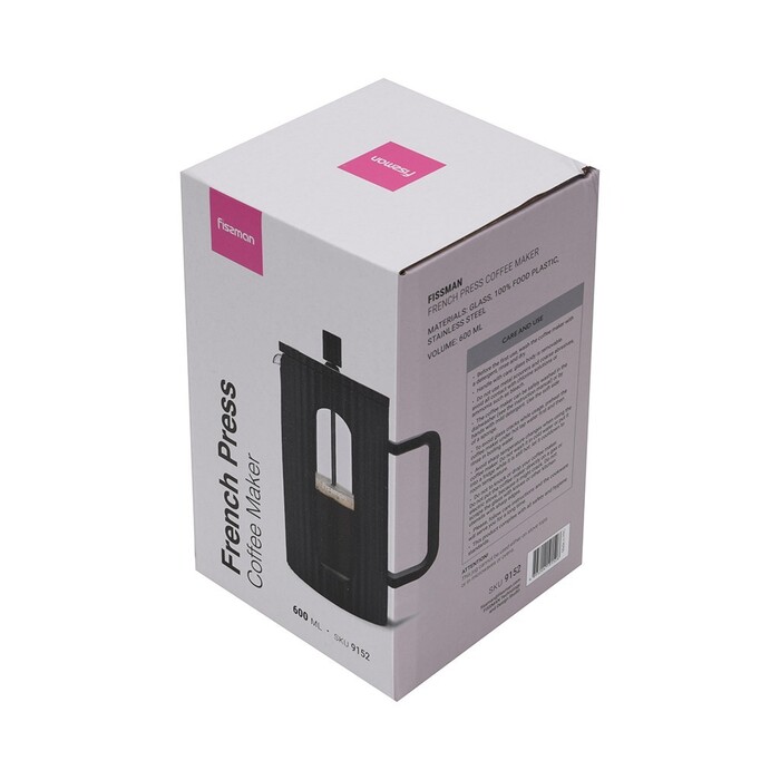 Заварювальний чайник Fissman з поршнем 600 мл скляна колба (9152)