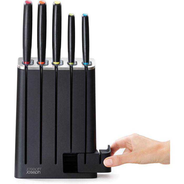 Набір ножів з підставкою і точилкою 6 предметів чорний Elevate SlimBlock Joseph Joseph