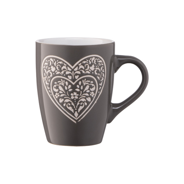 ARDESTO Чашка Heart, 330 мл, темно-сіра, кераміка
