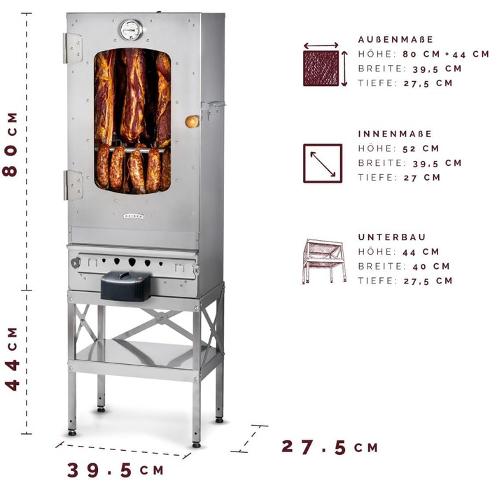 Коптильна шафа на 10 кг м'яса електрична з підставкою 2000 Вт Kaiser Company