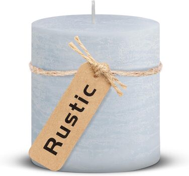 Набір із 4 свічок-стійок Brandsseller 7 x 10 см фарбовані та виготовлені з парафіну сільські свічки з тривалим часом горіння декоративні свічки для прикраси столу, Різдва та вечірок (7 x 7,5 см набір із 4 шт. , світло-блакитний)