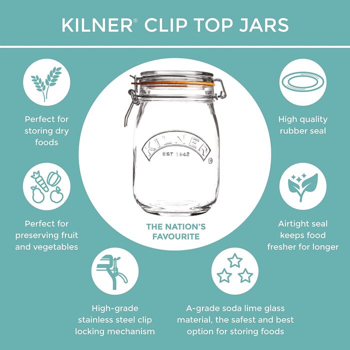 Скляна банка для зберігання 0,5 л із затискачем Kilner