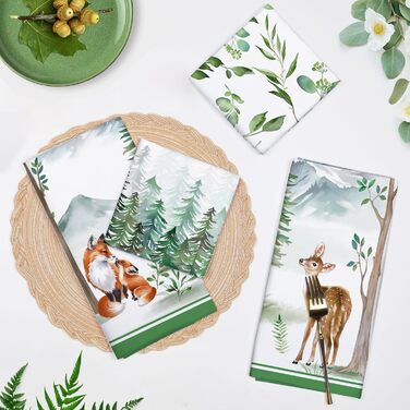 Кухонні рушники, бавовна, 4 упаковки, кухонні рушники, 100 бавовна. Осінній набір кухонних рушників. Універсальний високоякісний набір кухонних рушників для сушіння. Рушники на панелі 50 x 70 см (різдвяні тварини з джунглів)