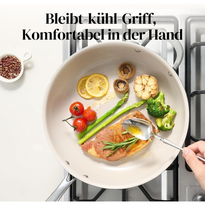 Сковорода с керамическим покрытием и стеклянной крышкой 28 см, синяя Redchef