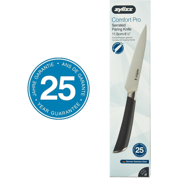 Німецька нержавіюча сталь, чорна ручка, кухонний ніж, можна мити в посудомийній машині, гарантія 25 років (ніж для чищення овочів із зубчастим краєм), 920268 Comfort Pro