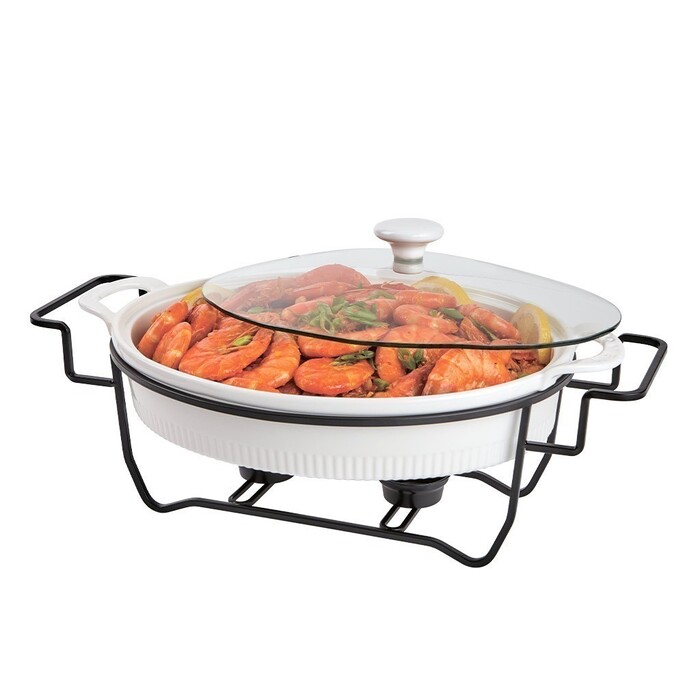 Марміт овальний Fissman 31x25,5x6,5 см / 2,1 л фарфор (14160)