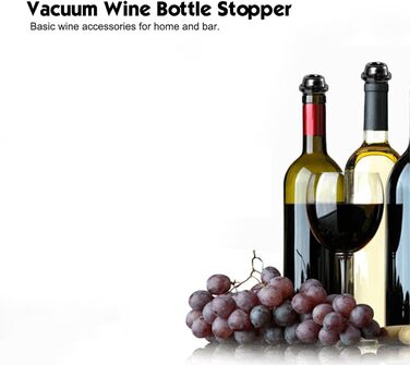 Автоматический винный насос WIWONEY с 1 перезаряжаемым вакуумным насосом и 4 винными пробками для вакуума и 1 зарядным кабелем типа C (черные силиконы)