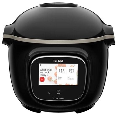 Tefal Мультиварка скороварка Cook4me Touch, 1600Вт, чаша-6л, сенсорне керування, 13 програм, управл. смартф., метал, пластик, чорний