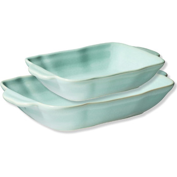 Серія Вера Каструлі з реактивною глазур'ю в наборі з 2 шт. , стійка до подряпин і порізів, прямокутна, керамічна (зелена), 931846