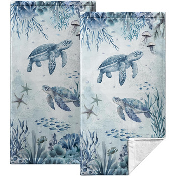 Різдвяні кухонні рушники Kwlegh, рушник для рук, різдвяна ялинка, цукерка-тростина, сніжинка, рушник для пальців, набір з 2 шт. , милий чоловічий банний рушник, високопоглинаючі рушники, 36 x (Морська черепаха)