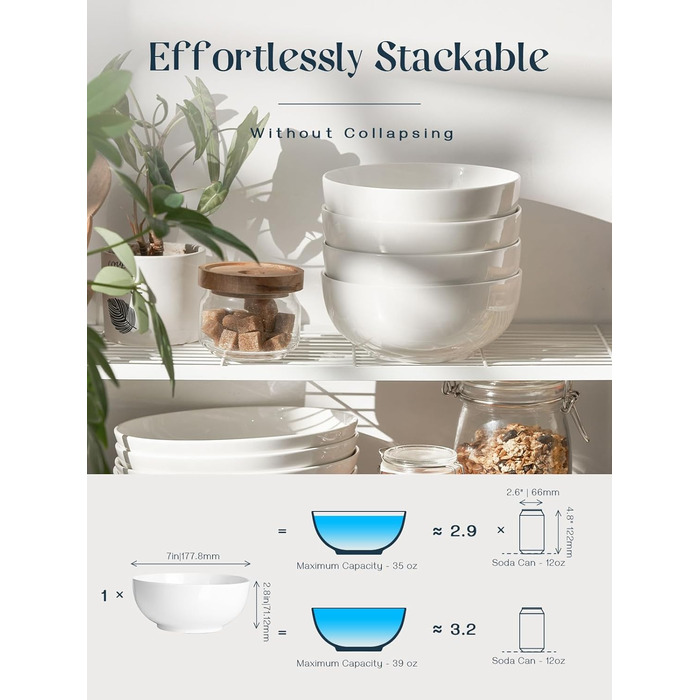 Набір з 4 великих мисок для супу 1,1 л, білий Dowan