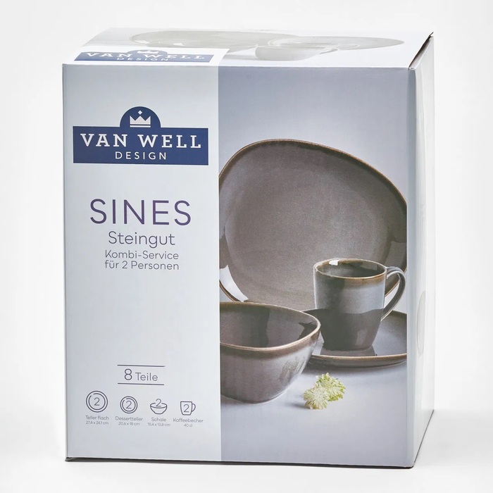 Обідній сервіз на 2 персони, 8 предметів, сірий Sines Van Well