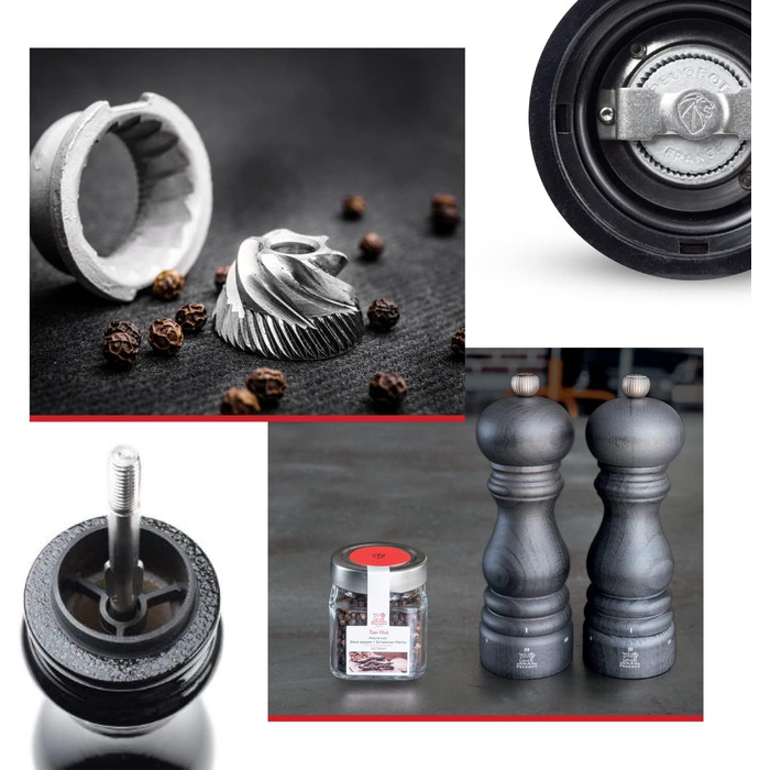 Ручне регулювання помелу u'Select, висота 12 см, дерево, коричневий, 23447 (соляний млин, чорний лакований)