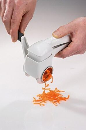 Барабанна терка/рубанок Westmark з 3 ріжучими барабанами та вбудованим поршнем, нержавіюча сталь/пластик, тріо, білий/антрацит, 11722260 одинарний