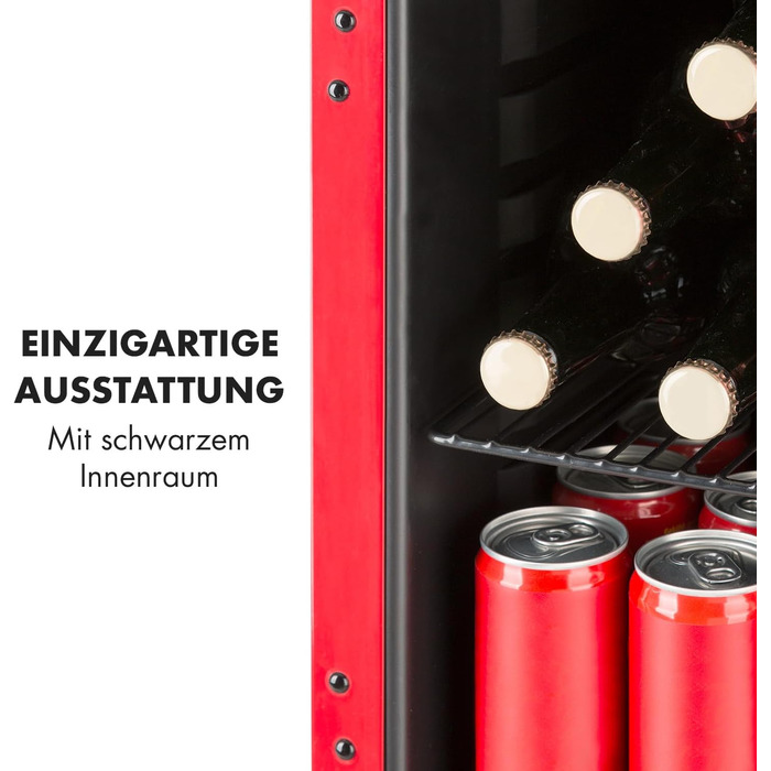 Міні-холодильник зі скляними дверцятами 48 л червоний Klarstein