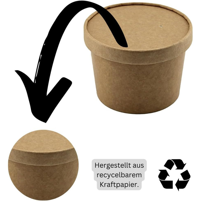 Набор бумажных стаканчиков для мороженого 100 шт. 500 мл Enpack