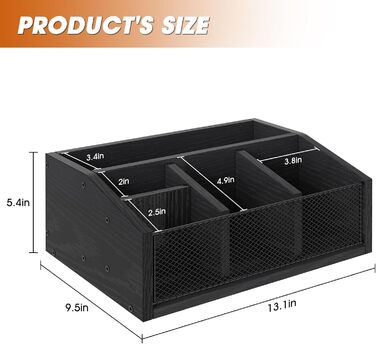 Органайзер для кофейных аксессуаров, снеков, столовых приборов, канцелярии с 5 отделениями, деревянный, черный NOVIMANGO
