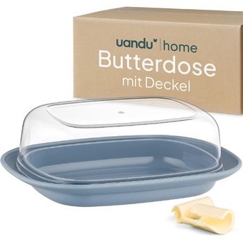 Маслянка з пластиковою кришкою, Масляниця з кришкою, Маслянка для посудомийної машини, Коробка для масла, Контейнер для масла, Маслянка, Банка для масла, Маслянка - Синя x2 (Синій)