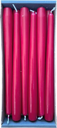 Конічних свічок 2.3 x сертифіковані RAL, без протікання та диму, час горіння приблизно 8 годин прикраса столу та свічник (25 см, кармінно-червоний), 12