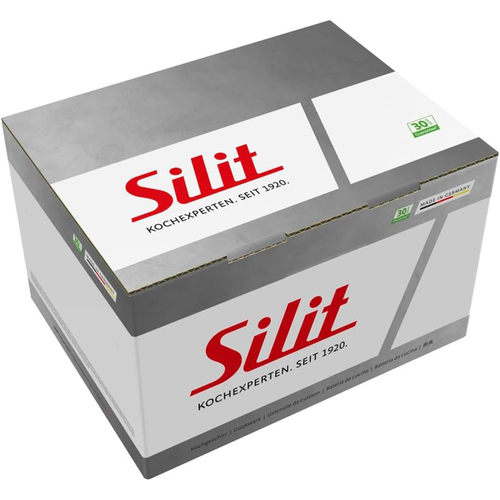 Набір посуду Silit Modesto для індукційних плит, 4 предмети, з кришками зі скла, кераміка Silargan, індукційний посуд без нікелю, підходить для всіх типів плит, вироблено в Німеччині, червоний колір