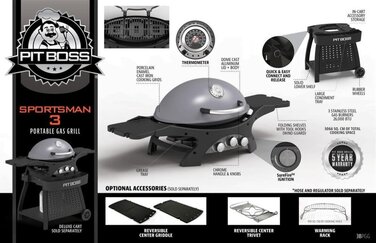 Портативний газовий гриль Sportsman 3 Pit Boss Код: 011108