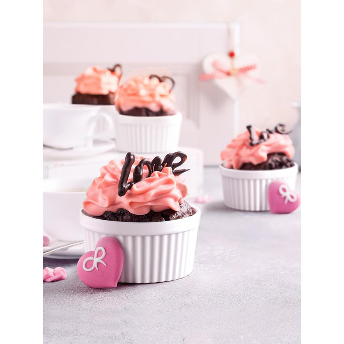 Набор крем-брюле DOWAN, 6 фарфоровых чашек для суфле с антипригарным покрытием, миски для крем-брюле для вкусного приправленного мяса, миски для рагу, духовка, микроволновая печь, можно мыть в посудомоечной машине, Ø10 см (120 мл, белый)