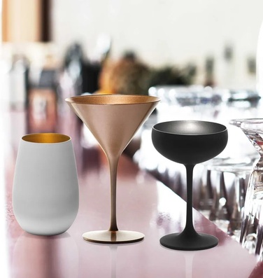 Келихи для шампанського 230 мл, набір 6 предметів, чорний/золотистий Elements Stölzle Lausitz