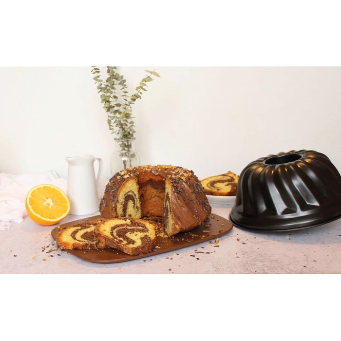 Форма для торта Zenker Z6527 Bundt Ø 25 см, стійка форма для торта з покриттям, для соковитого торта, кругла форма для випічки з антипригарним покриттям, кількість A 25 см одинарна