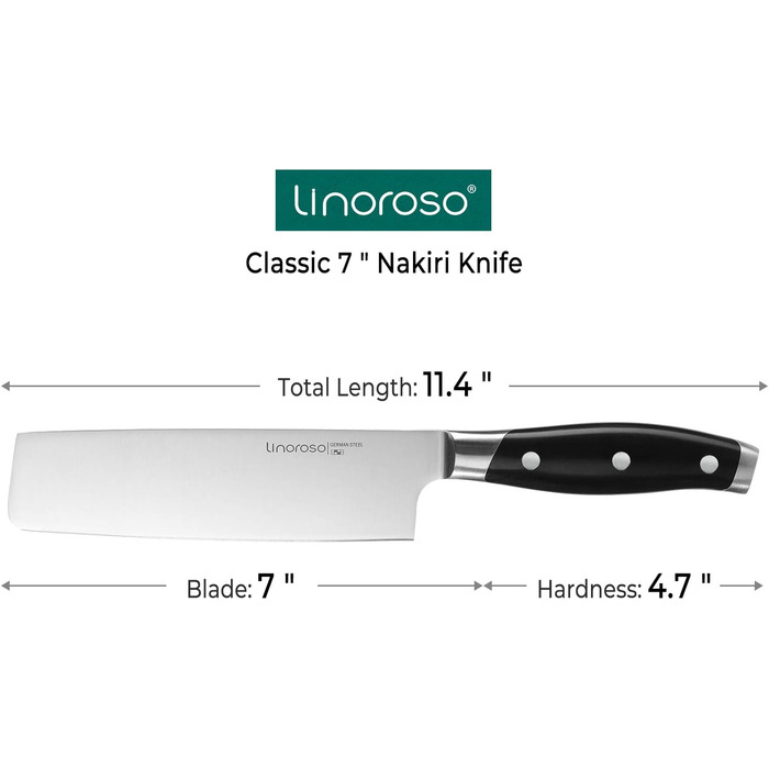 Ніж для чищення овочів linoroso 9 см Ніж для чищення овочів Гострі ножі для фруктів Кухонні ножі Маленькі кухонні ножі Німецькі поковки з вуглецевої сталі Ергономічна ручка з елегантною подарунковою коробкою - Classic Series (7-дюймовий ніж Nakiri)