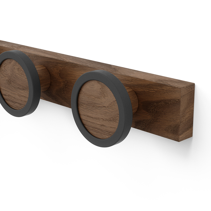 Вішалка настінна на 4 гачка темний горіх Hub Rail Umbra