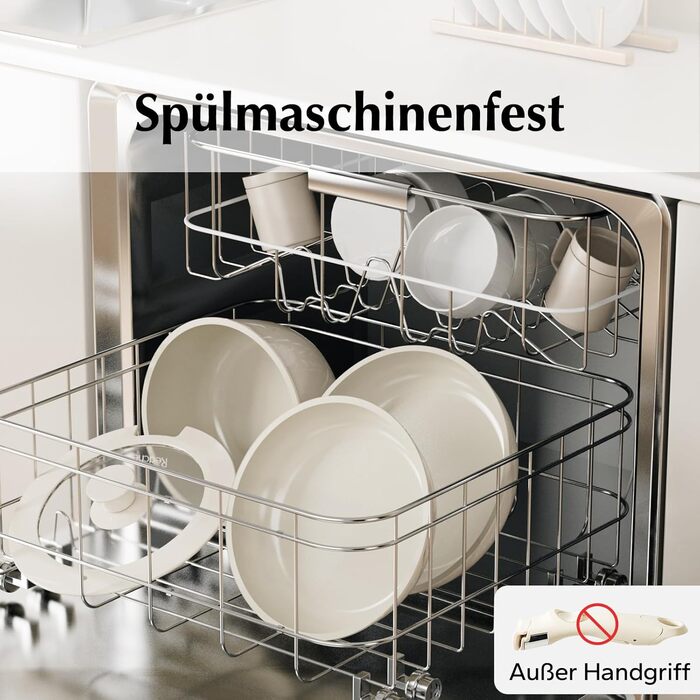 Набор посуды со съемными ручками 16 предметов бежевый Redchef