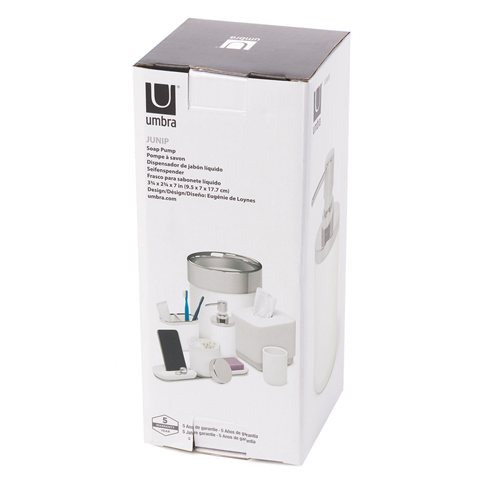 Диспенсер для рідкого мила 7х10х18 см білий-хром Junip Umbra