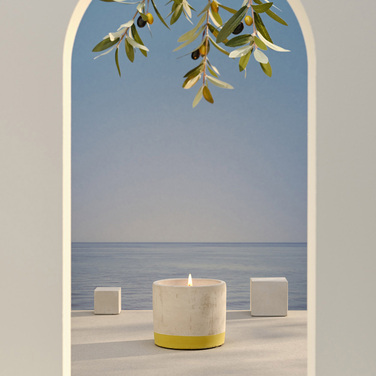 Свічка Bougies La Française у кашпо BETON, олива-лемонграс, 9 х 9 х 7,5 см, 180 г