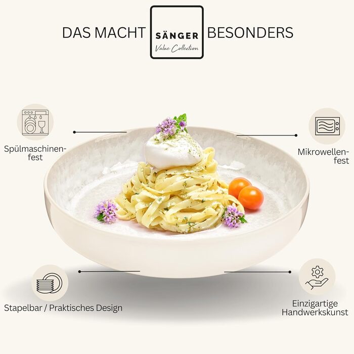 Набір з 6 тарілками для пасти 22 см Sänger